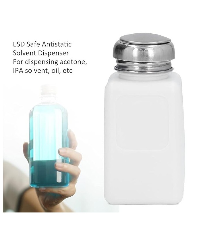 2 Pcs Alcohol IPA Spirit Push Dispensing Bottle 180ML Tool ESD Nail Polish White