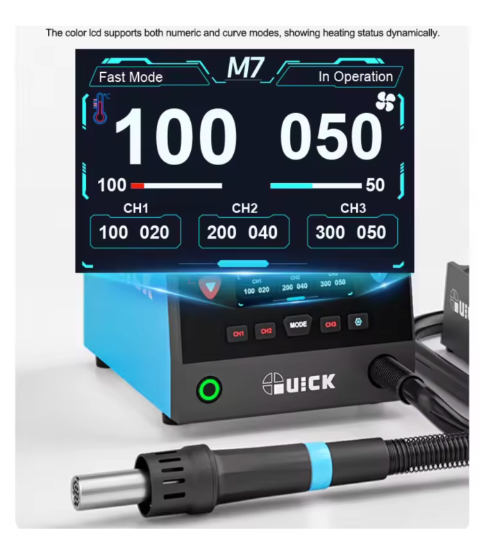 QUICK M7 220-240v 1000W Intelligent Lead-free Soldering Station 9-channel