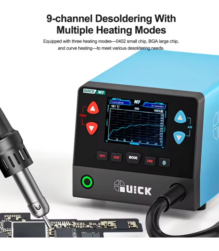 QUICK M7 220-240v 1000W Intelligent Lead-free Soldering Station 9-channel