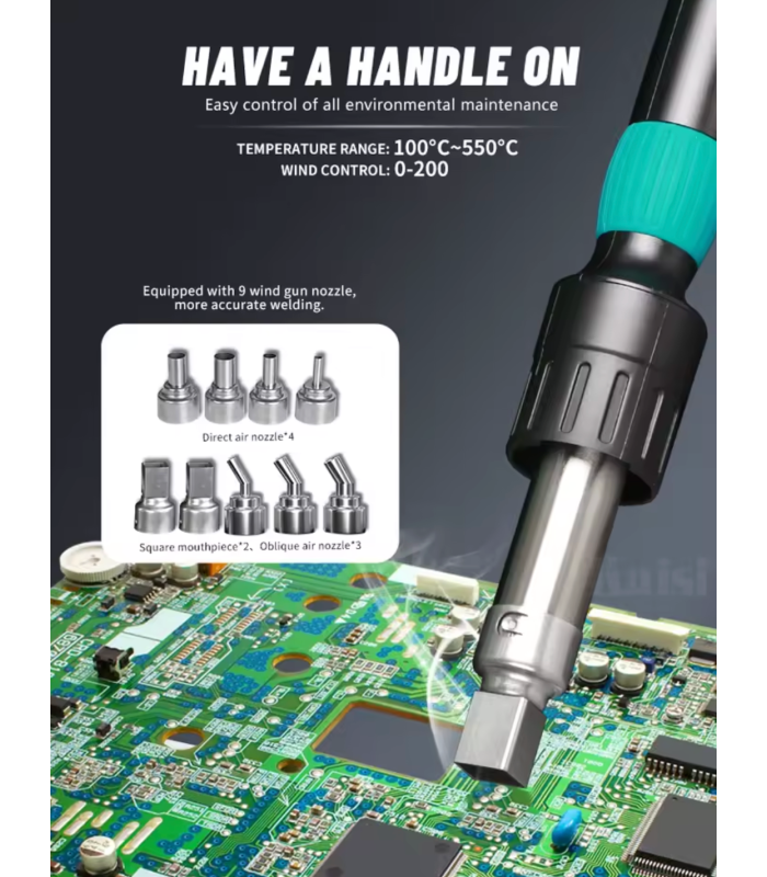 SUGON 8650Pro 1300W Hot Air Rework Station SMD Welding solder Curve Mode