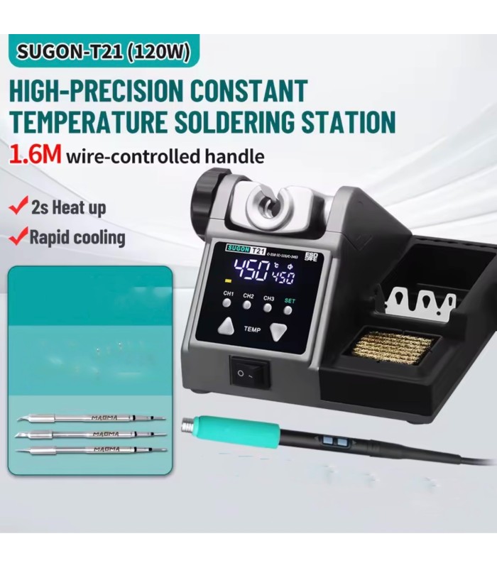 SUGON T21 120W Solder Station Soldering Iron T245 Handle 3pcs Tips