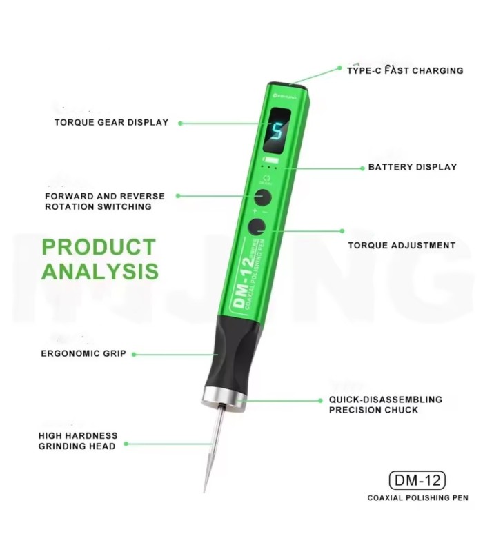 Mijing DM-12 Coaxial Polishing polish Pen with 7 Grinding Heads for boards