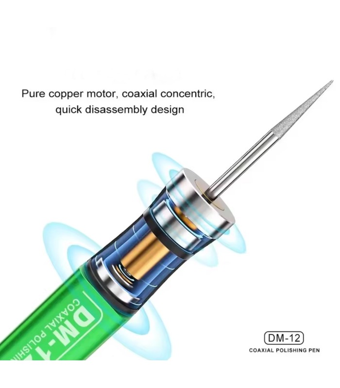 Mijing DM-12 Coaxial Polishing polish Pen with 7 Grinding Heads for boards