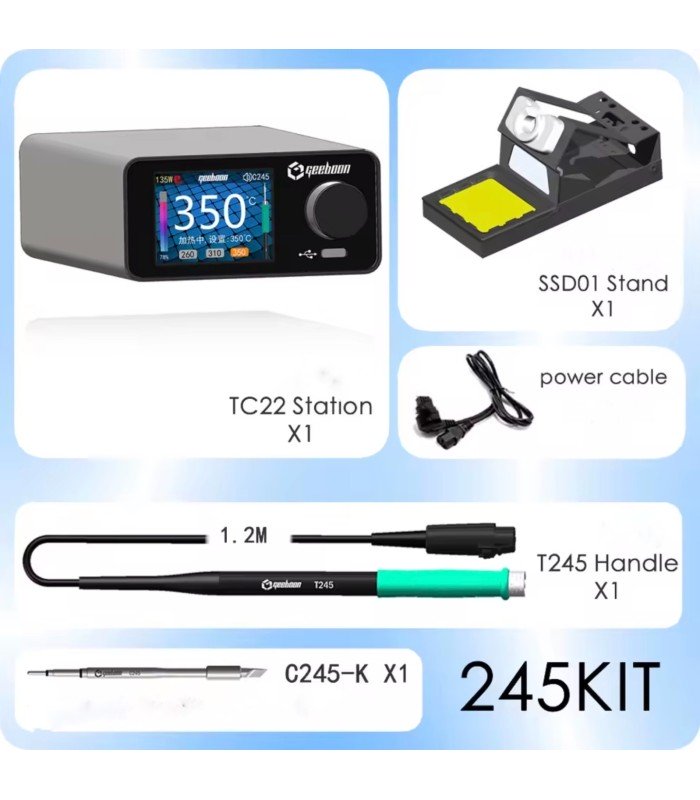 GEEBOON 240W TC22 soldering solder station T245 kit with Chisel tip and stand