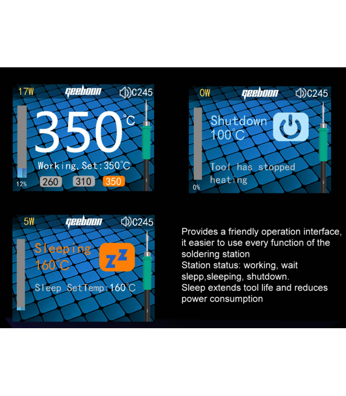 GEEBOON 240W TC22 soldering solder station T245 kit with Chisel tip and stand