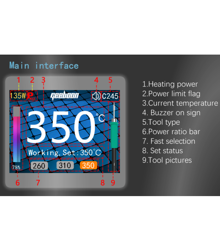 GEEBOON 240W TC22 soldering solder station T245 kit with Chisel tip and stand