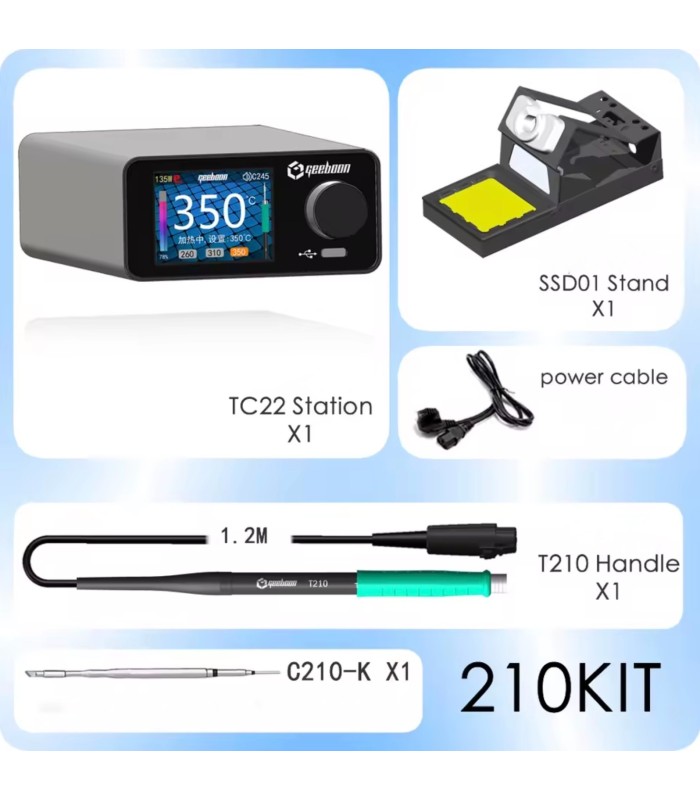 GEEBOON 240W TC22 soldering solder station T210 kit with Chisel tip and stand