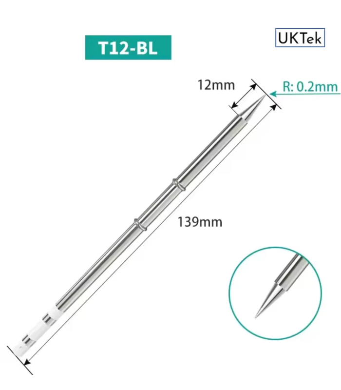 Oss T12-BL Soldering Iron Tip for T12 Series Station Heater Solder straight Head