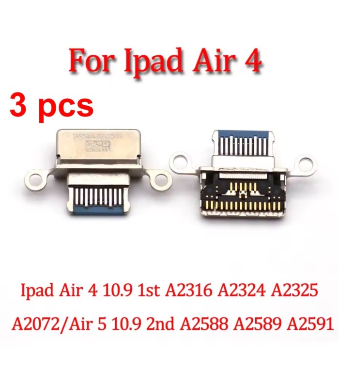 3pcs Apple Ipad Air 4 Air 5 Charging Data Cable Port Connector Usb-C Black