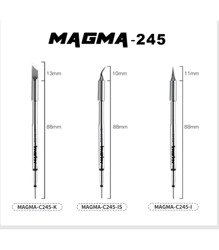 Magma Soldering Tip Tips set 3pcs T245 C245 I/IS/K  Straight Chisel Conical