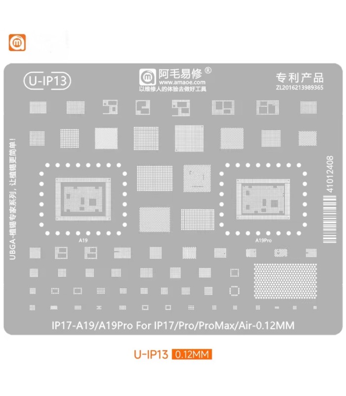 Apple iPhone 17 Plus Pro Max A16/A15 BGA Reballing reball Stencil Tin Soldering