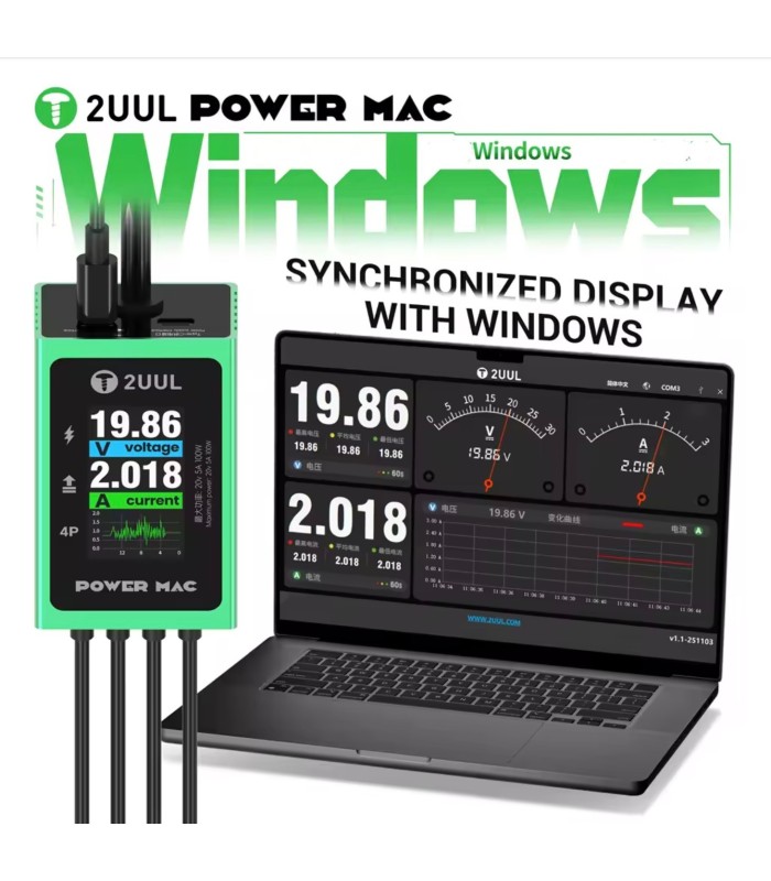 2UUL PW08 POWER MAC Switching On Cable Type-C/DC5.5/T/L head MacBook laptop Boot