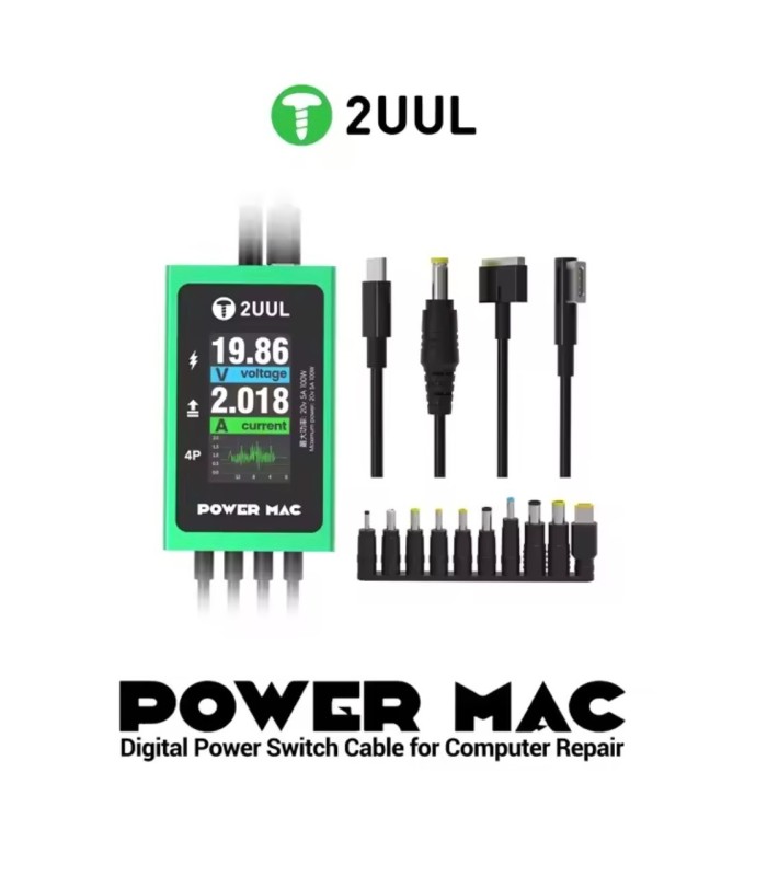 2UUL PW08 POWER MAC Switching On Cable Type-C/DC5.5/T/L head MacBook laptop Boot
