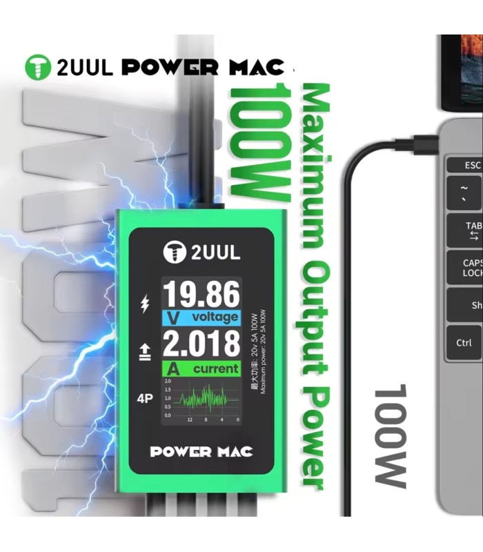2UUL PW08 POWER MAC Switching On Cable Type-C/DC5.5/T/L head MacBook laptop Boot