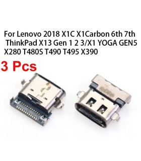 3 pcs Lenovo ThinkPad X1 Carbon 6 7 8 Gen Yoga 4th Type C USB Charging Port Jack