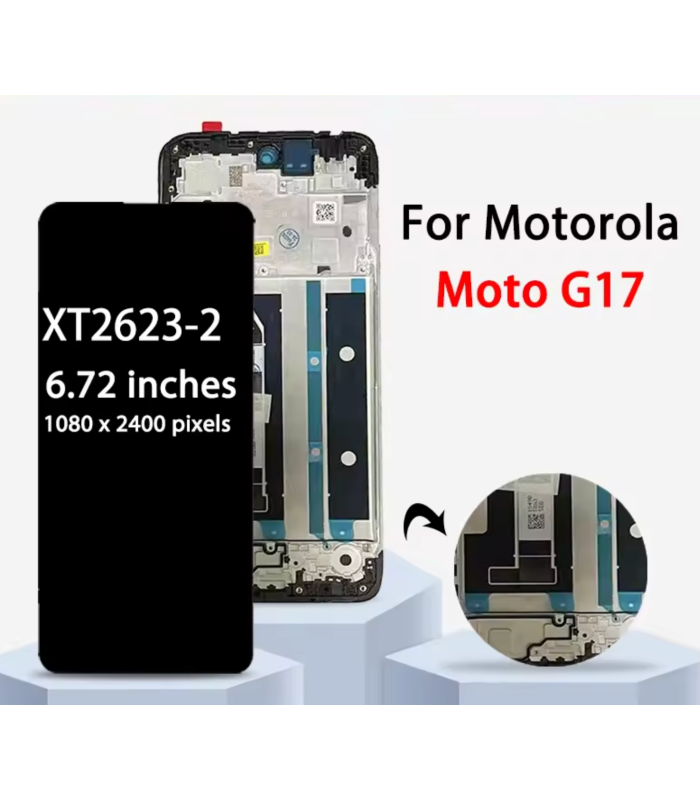 Motorola Moto G17 XT2623 XT2623-2O LCD Screen Display Touch Digitiser with Frame